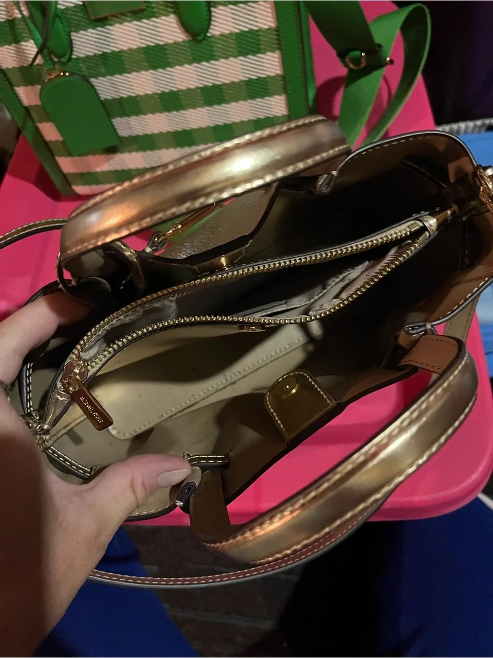 kate spade Metallic Gold Pebbled Satchel
